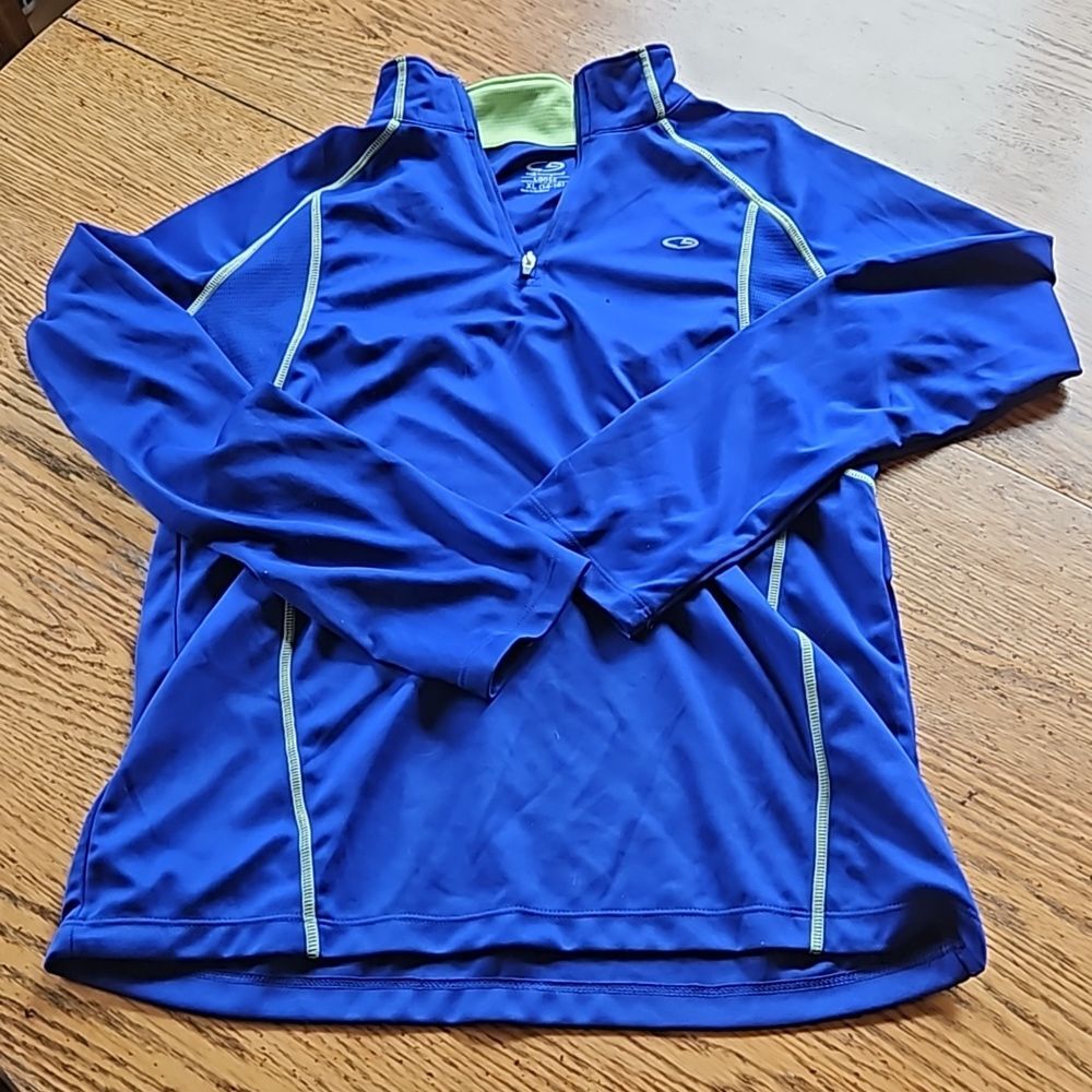 C9 by Champion XL 14/16 Juniors Blue with Neon Green Accent Sweatshirt Y2K Loose